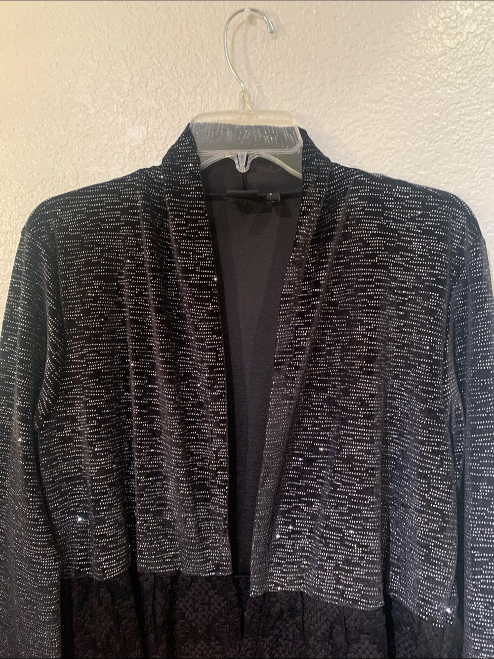 Black Long Sleeve Mixed-Knit & Lace Open Dress - Picture 6 of 12